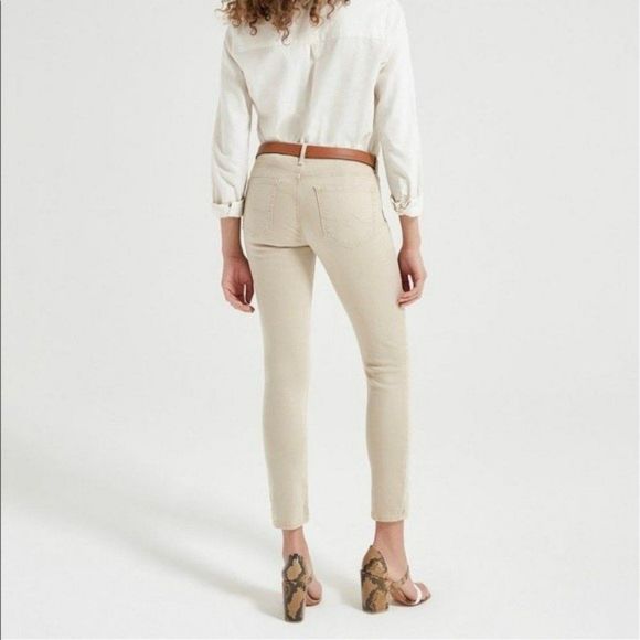 Ag Adriano Goldschmied Pants - AG Adriano Goldschmied Khaki The Prima Crop Cigarette Skinny Leg Denim Jeans